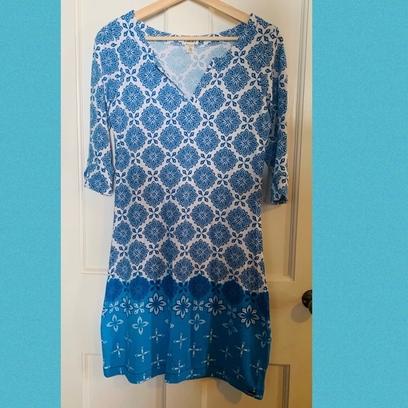 Hatley Lucy Shift Dress in Aqua Compass Rose - Picture 2 of 4